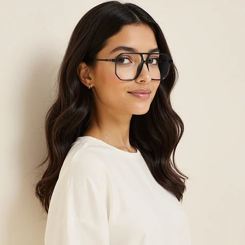 Gray Transparent Full Rim Geometric-3